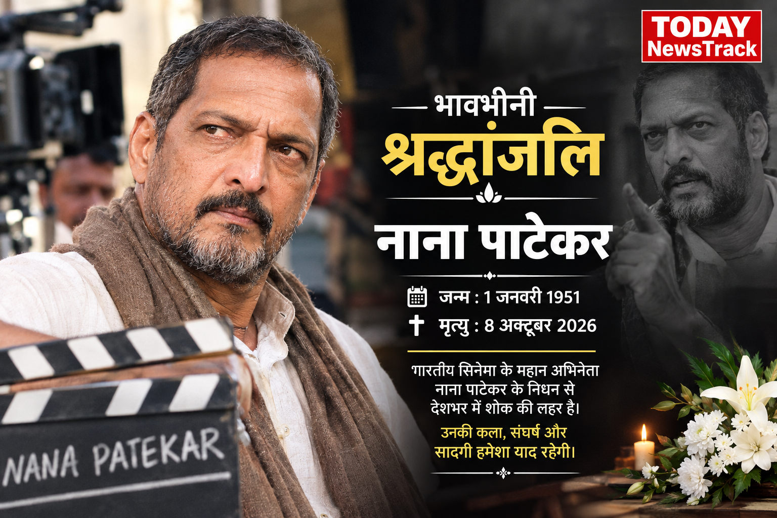 Nana Patekar tribute by Today NewsTrack remembering veteran actor